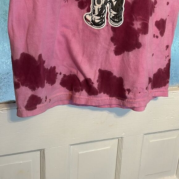 Launder Women’s Pink Tie Dye Drip Teddy Bear Graffiti Graphic Tshirt Size S - Picture 3 of 5